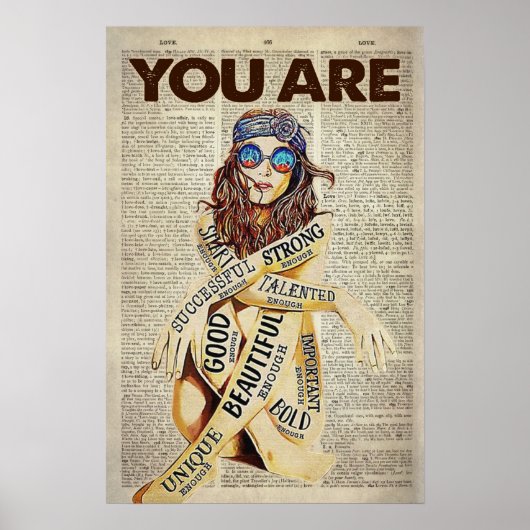 美しいヒッピーの女ユニークの子 ポスター (正面)