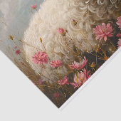 美しいヒツジのピンクの野生の花のフィールドの切り離し 薄葉紙 (詳細)