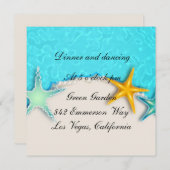 美しいヒトデのサマー・ビーチ受付カード 招待状 (正面/裏面)