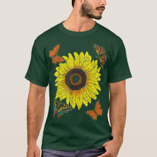 美しいヒマワリ動物愛好家鱗翅目だが Tシャツ