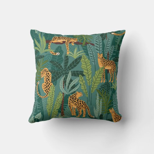 美しいヒョウと熱帯葉の クッション (裏面)