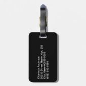 美しいヒョウのプリントのエレガントなブラウンの弓および名前 ラゲッジタグ (裏面縦)