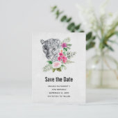 美しいヒョウの頭のポートレート日付を保存 インビテーションポストカード (スタンド正面)