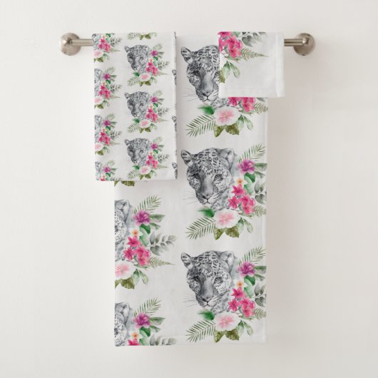 美しいヒョウ頭のポートレートパターン バスタオルセット (インサイチュ)