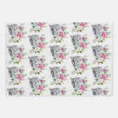 美しいヒョウ頭のポートレートパターン ラッピングペーパーシート (正面3)