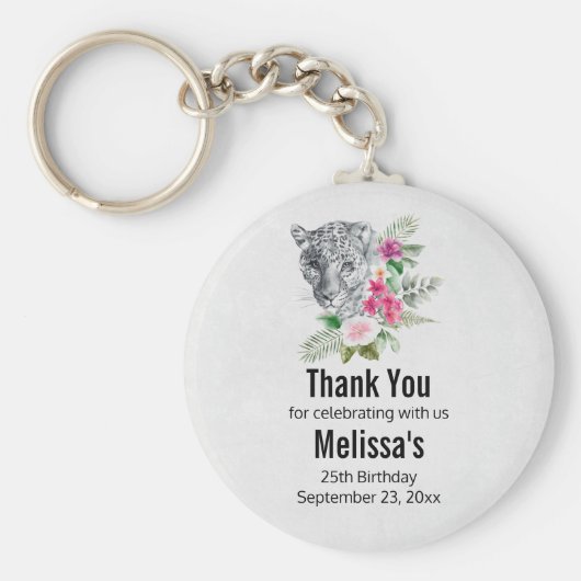 美しいヒョウ頭の水色のお気に入り キーホルダー (正面)