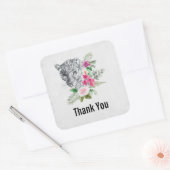 美しいヒョウ頭ポートレートありがとう スクエアシール (封筒)