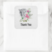 美しいヒョウ頭ポートレートありがとう スクエアシール (バッグ)