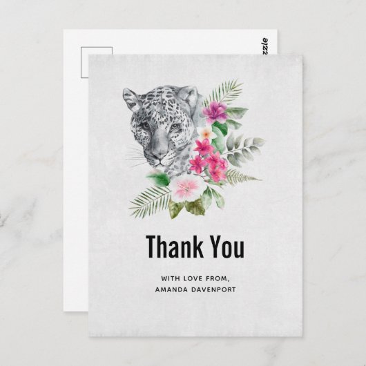 美しいヒョウ頭ポートレートありがとう ポストカード (正面/裏面)