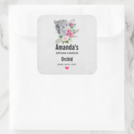 美しいヒョウ頭ポートレートキャンドルまたはソープビジネス スクエアシール (バッグ)