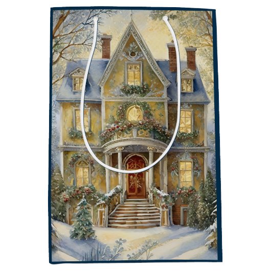 美しいビクトリアンなクリスマス ミディアムペーパーバッグ (正面)