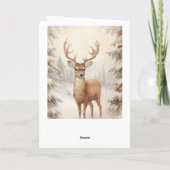 美しいビクトリアンスタイルのトナカイの雪の冬 カード (裏面)