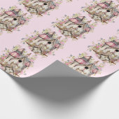 美しいビクトリアンスタイルウォーターカラーバーズハウス ラッピングペーパー (角)