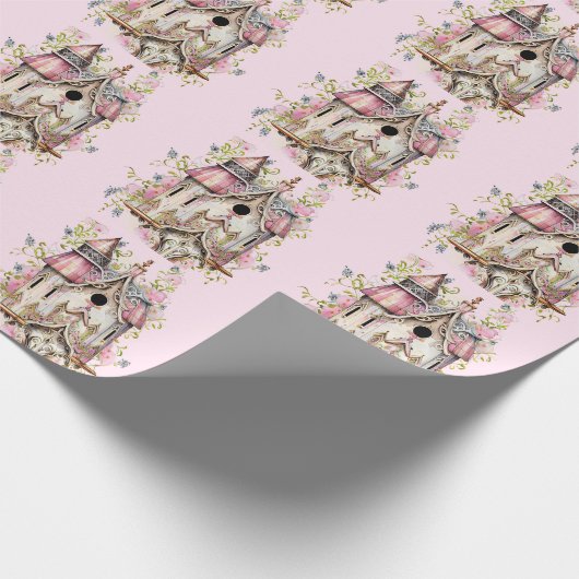 美しいビクトリアンスタイルウォーターカラーバーズハウス ラッピングペーパー (角)