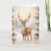 美しいビクトリアンスタイルトナカイ雪の冬 カード (正面)
