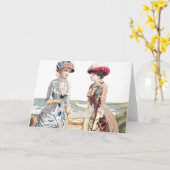 美しいビクトリアンビーチ- Greeting Card カード (黄色い花)