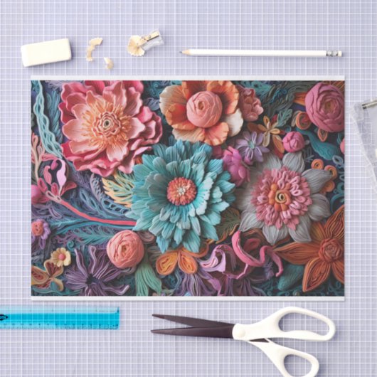 美しいビクトリアンフローラエレガントかわいらしの花 薄葉紙 (クラフト)