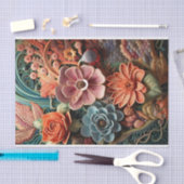 美しいビクトリアンフローラエレガントかわいらしの花 薄葉紙 (クラフト)