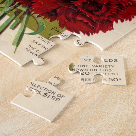 美しいビクトリアンフローラシードパケットのカーネーション ジグソーパズル (側面)