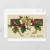 美しいビクトリアンヴィンテージホリデーズクリスマス シーズンポストカード (正面/裏面)