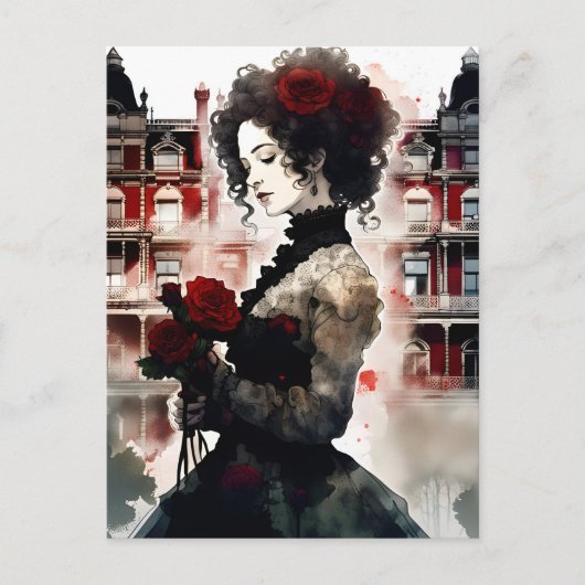 美しいビクトリアン女性 ポストカード (正面)