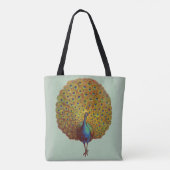 美しいビクトリアン孔雀プリント トートバッグ (裏面)