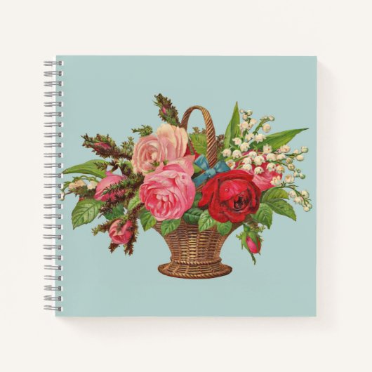 美しいビクトリアン花籠 ノートブック (正面)