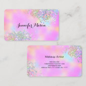 美しいビジネスエレガントホログラフィックグリッターピンク 名刺 (正面/裏面)