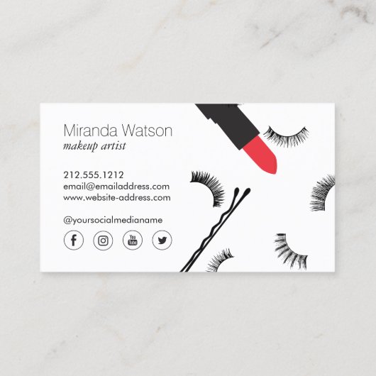 美しいビズまつげリップマスカラメイクアップアーティスト 名刺 (裏面)
