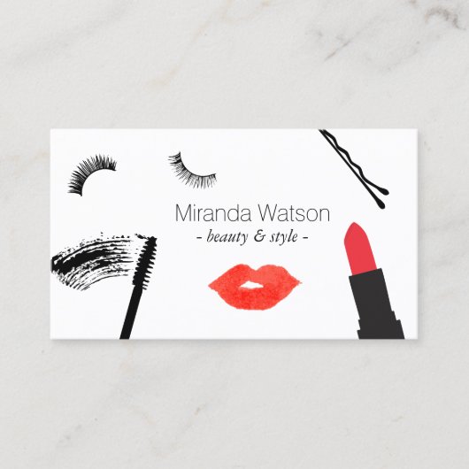 美しいビズまつげリップマスカラメイクアップアーティスト 名刺 (正面)