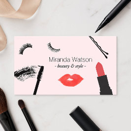 美しいビズまつげリップマスカラメイクアップピンク 名刺