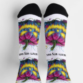 美しいビットバックブルーピンク開花パンプキン ソックス (上部)