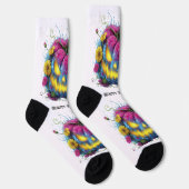 美しいビットバックブルーピンク開花パンプキン ソックス (右)