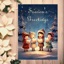 美しいビンテージのクリスマス・キャロラー　冬の夜