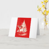 美しいビンテージ ミッドセンチュリー モダンなトナカイ カード (黄色い花)