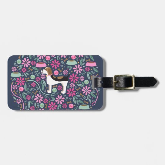 美しいビーグル ラゲッジタグ (正面横)