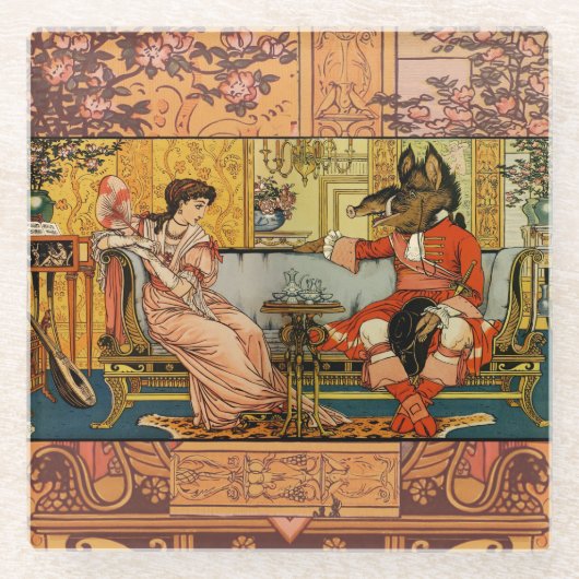 美しいビーストクラシックフェアリーテイルキャラクター ガラスコースター (正面)