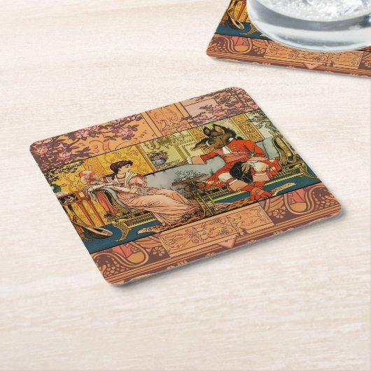 美しいビーストクラシックフェアリーテイルキャラクター スクエアペーパーコースター (アングル)