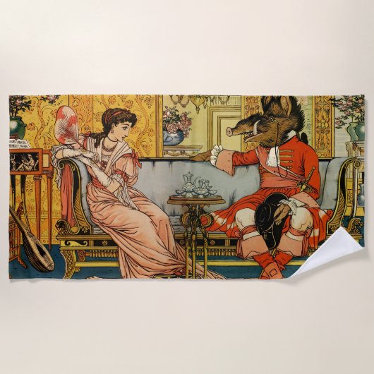 美しいビーストクラシックフェアリーテイルキャラクター ビーチタオル (正面)