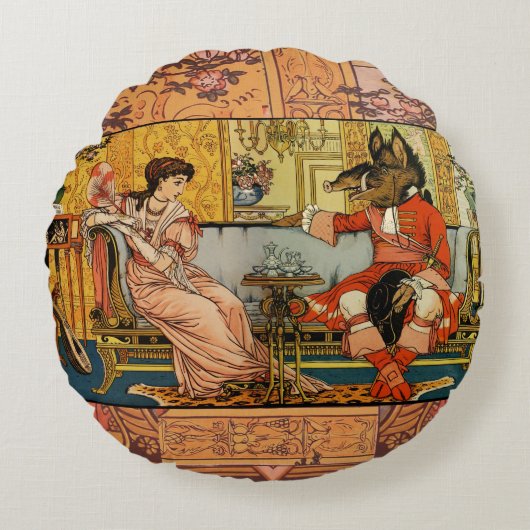 美しいビーストクラシックフェアリーテイルキャラクター ラウンドクッション (正面)