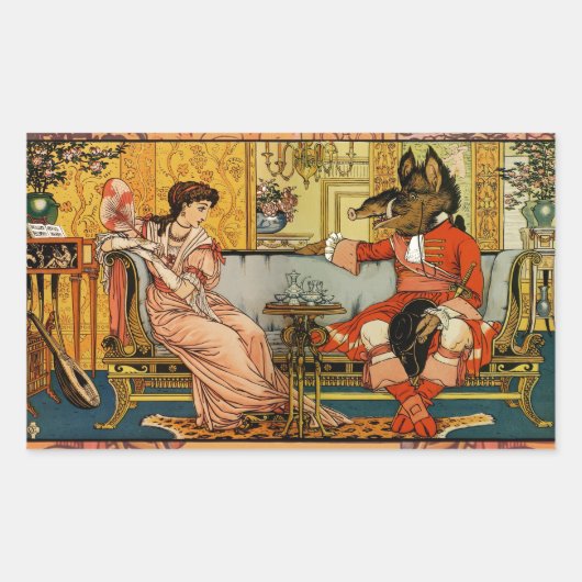 美しいビーストクラシックフェアリーテイルキャラクター 長方形シール (正面)