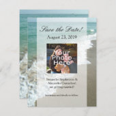 美しいビーチでの目的地ウェディング セーブザデート (正面/裏面)