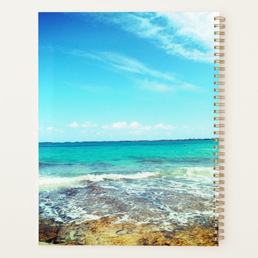 美しいビーチと完璧なやる気を起こさせる引用文 プランナー手帳 (裏面)