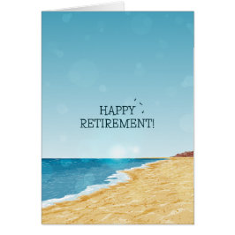 美しいビーチと海、そして青い空の退職おめでとうカード