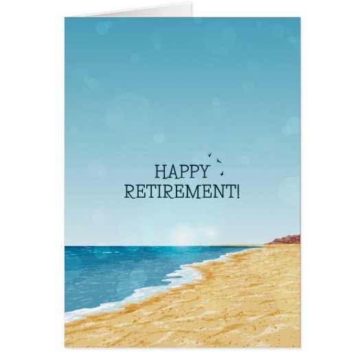 美しいビーチと海、そして青い空の退職おめでとうカード (正面)