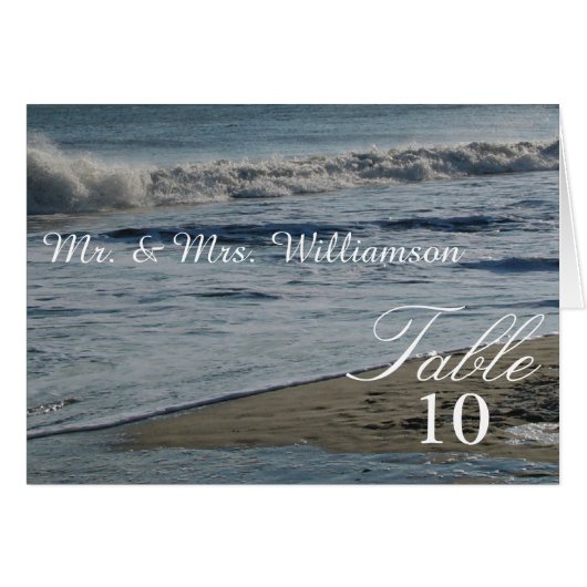 美しいビーチと砂結婚のテーブルテントカード (正面横)