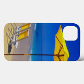 美しいビーチに佇む黄色いビーチパラソルと椅子 Case-Mate iPhoneケース (裏面 (横))