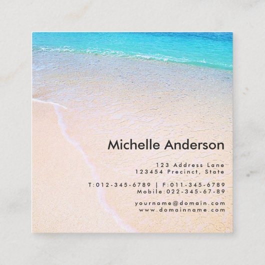 美しいビーチのカスタムのヒトデの貝殻 スクエア名刺 (裏面)