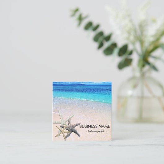 美しいビーチのカスタムのヒトデの貝殻 スクエア名刺 (スタンド正面)