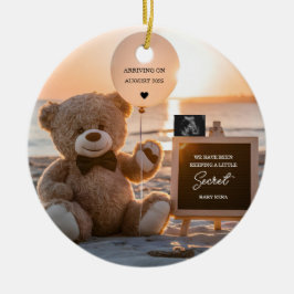 美しいビーチのデジタル妊娠発表 セラミックオーナメント